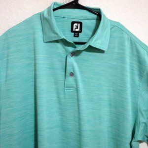 FootJoy Mens Short Sleeve Golf Polo Shirt XL Green White Lines